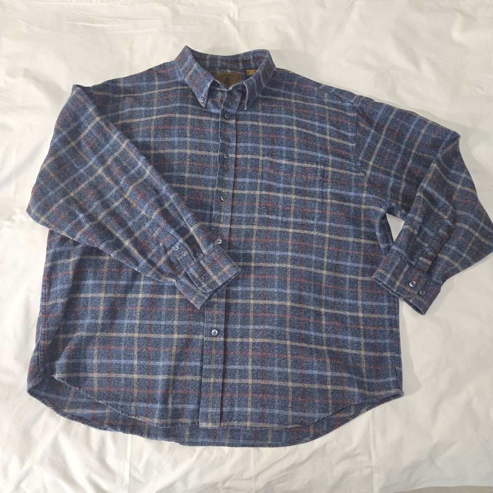 St. John's Bay Navy and Red Plaid Button Down Shirt